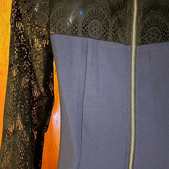 Xhilaration Navy Blue Dress Black Lace Long Sleeves Effortless Elegance Size XS - Picture 13 of 14
